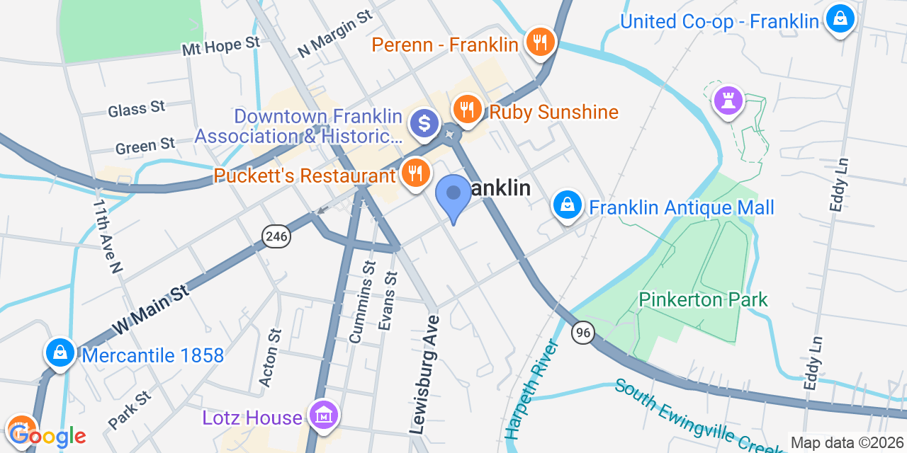 Map location for Lonnie R. Hoover, Attorney